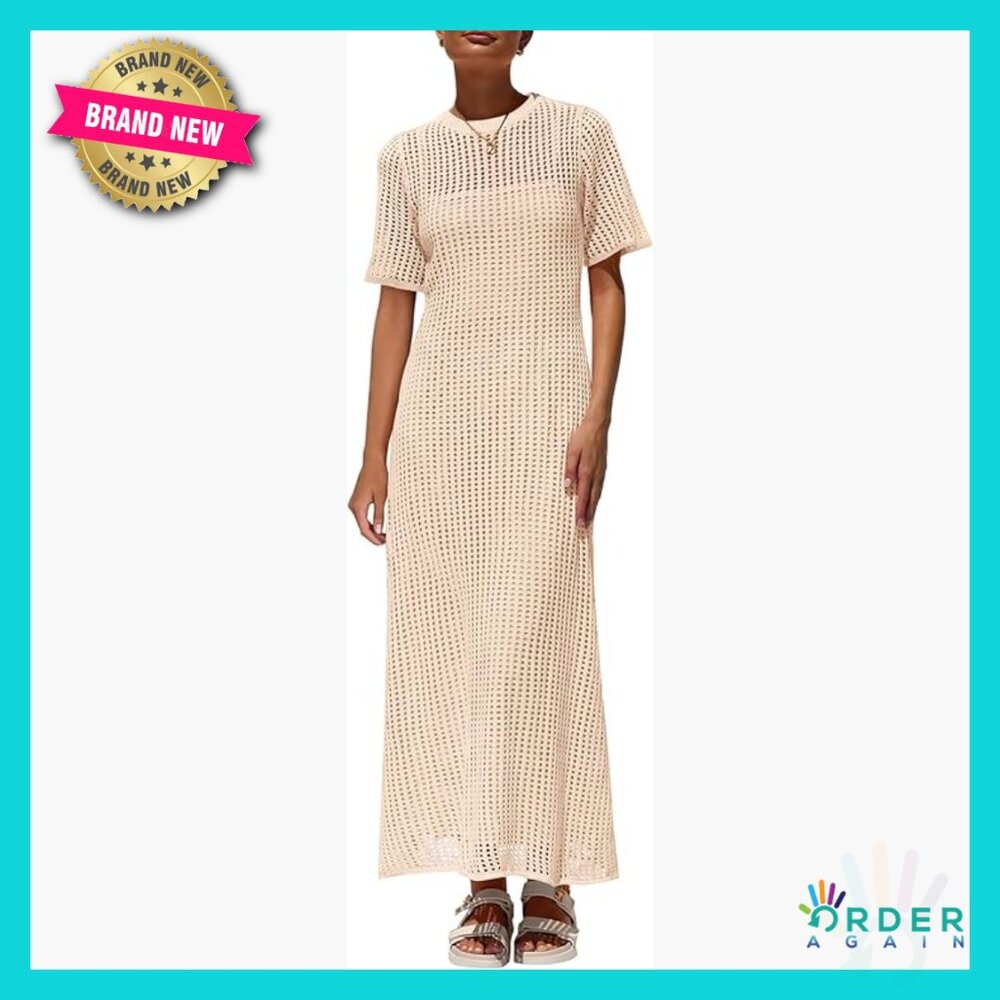 Eyelet Cover Up Maxi Dress Hollow Out Beach Resort Chic Summer Vacation